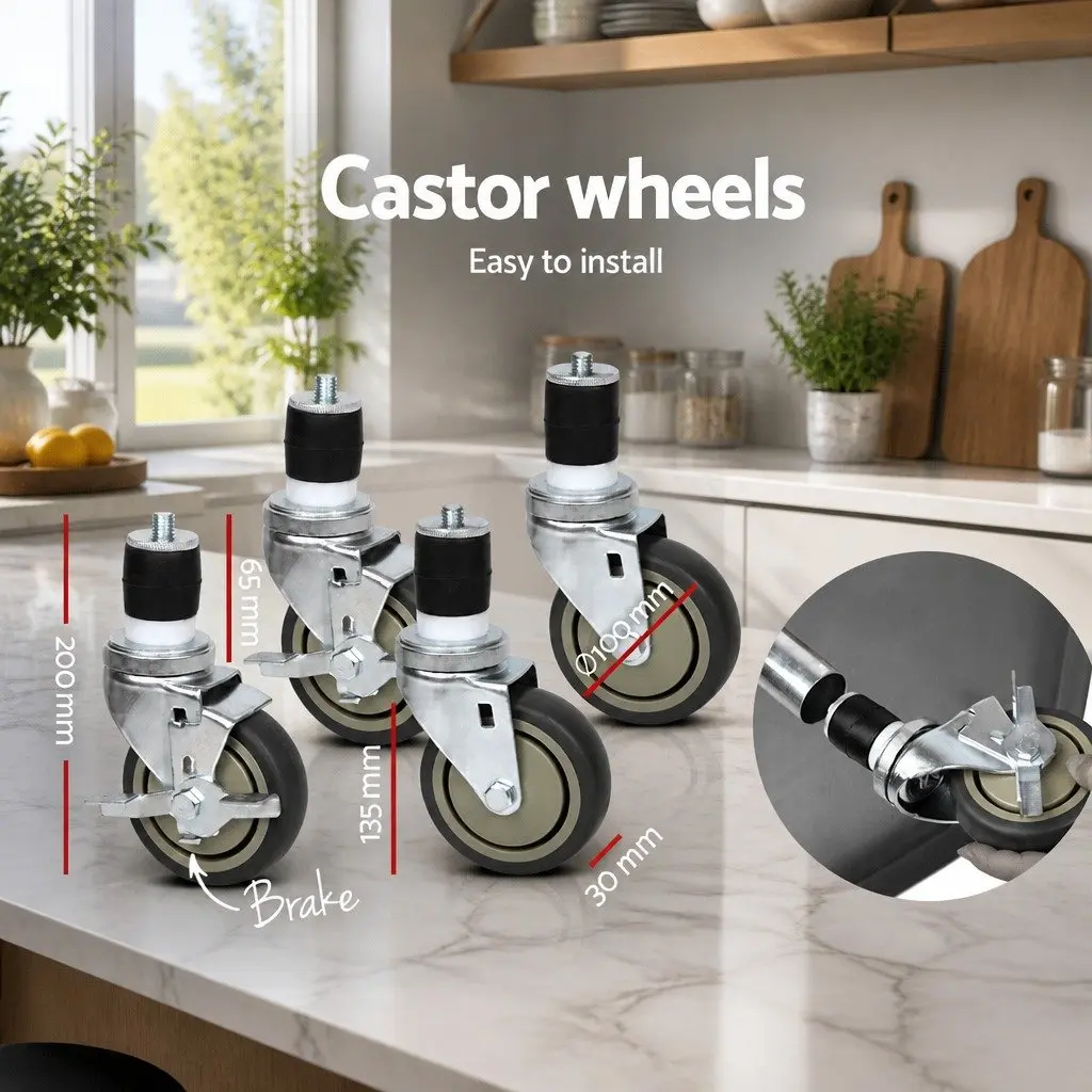 Adjustable Stainless Steel Kitchen Work Bench with Wheels