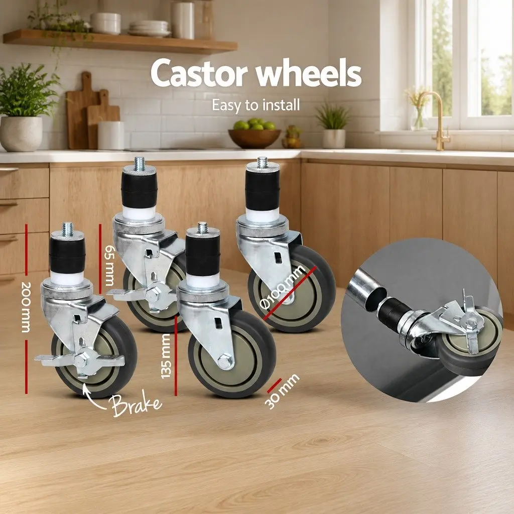 Adjustable Stainless Steel Kitchen Work Bench with Wheels