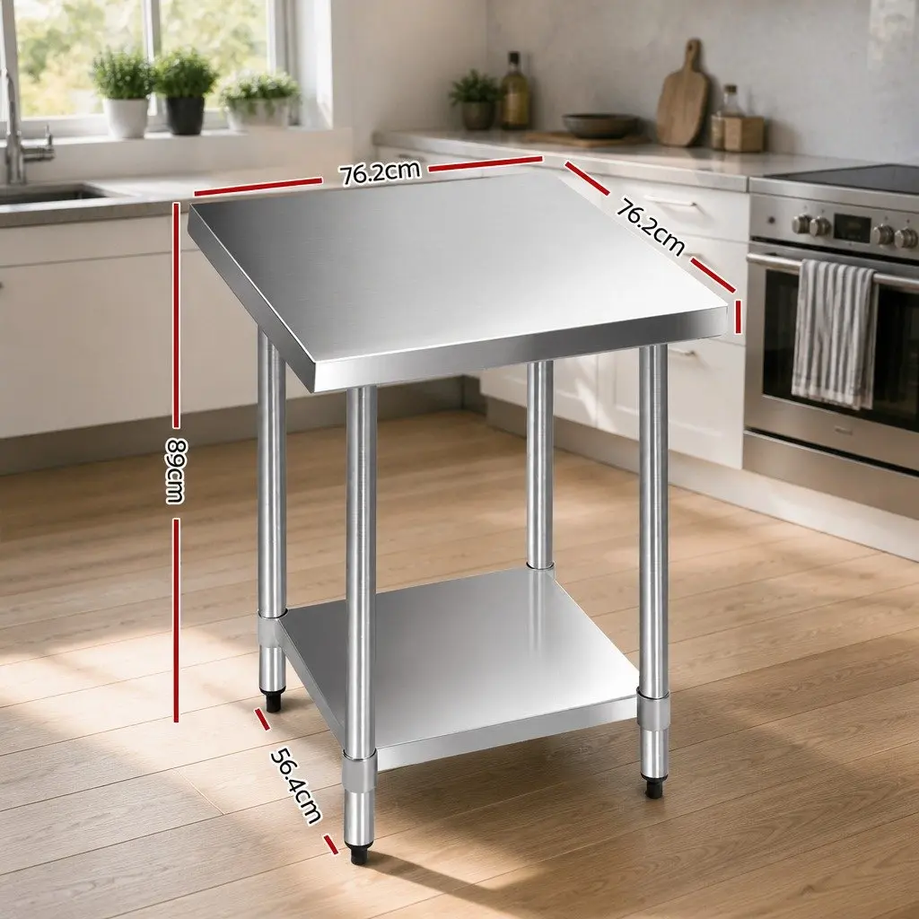 Stainless Steel Kitchen Bench 760x760mm Work Table Food Prep Commercial Grade