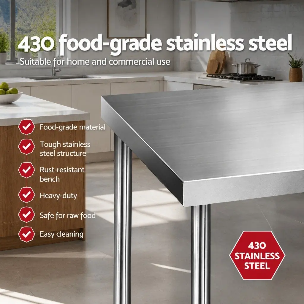 Stainless Steel Kitchen Bench 760x760mm Work Table Food Prep Commercial Grade