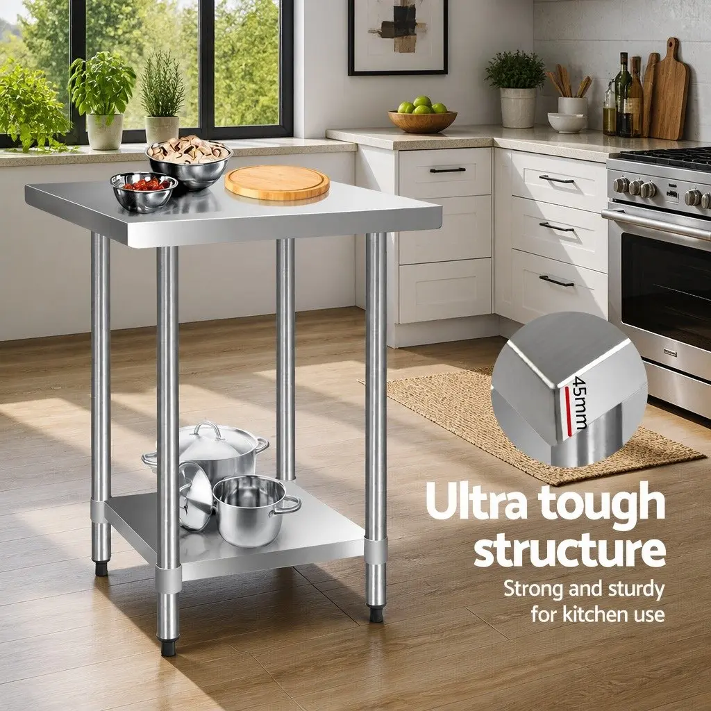 Stainless Steel Kitchen Bench 760x760mm Work Table Food Prep Commercial Grade