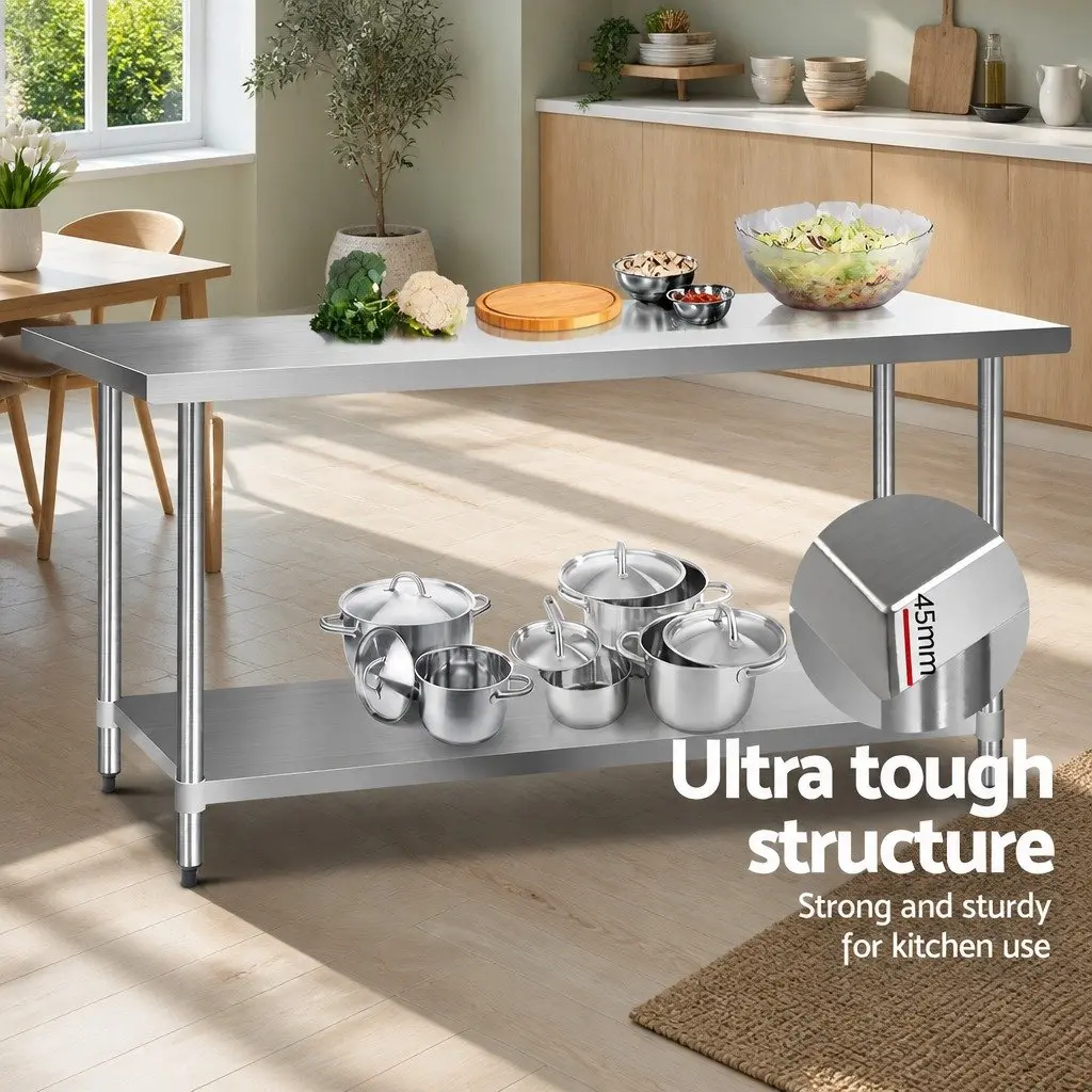 Stainless Steel Kitchen Bench Worktop 1829x760mm for Home