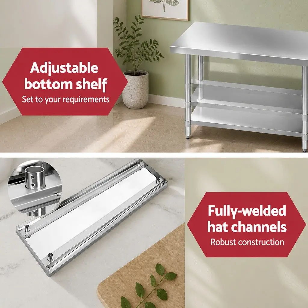 Stainless Steel Kitchen Bench Worktop 1829x760mm for Home
