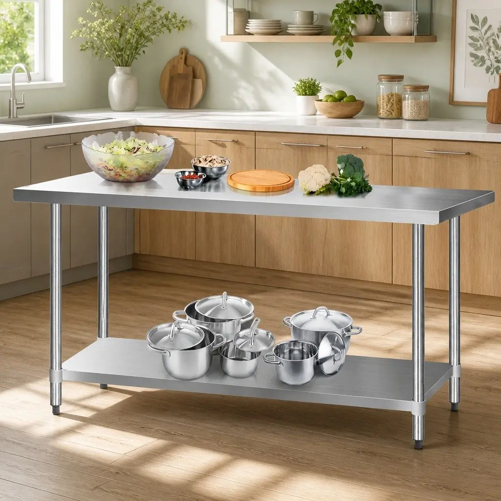 Stainless Steel Kitchen Bench Worktop 1829x760mm for Home