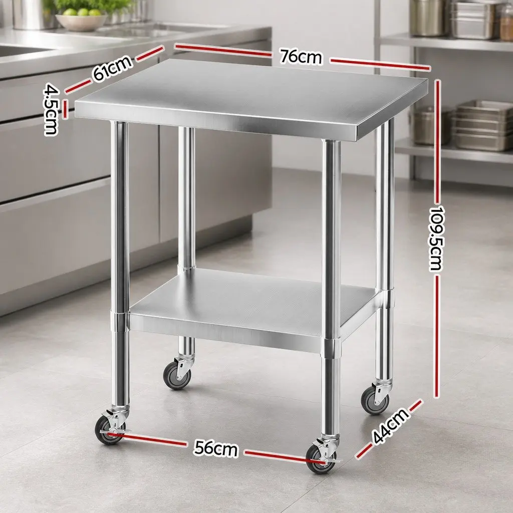 Stainless Steel Kitchen Work Bench Commercial Grade 760x610mm Food Preparation Table