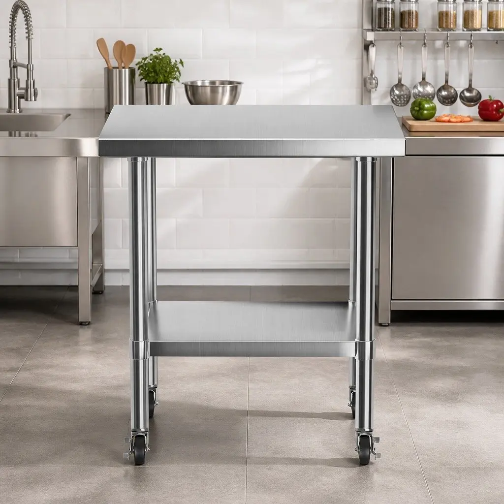 Stainless Steel Kitchen Work Bench Commercial Grade 760x610mm Food Preparation Table