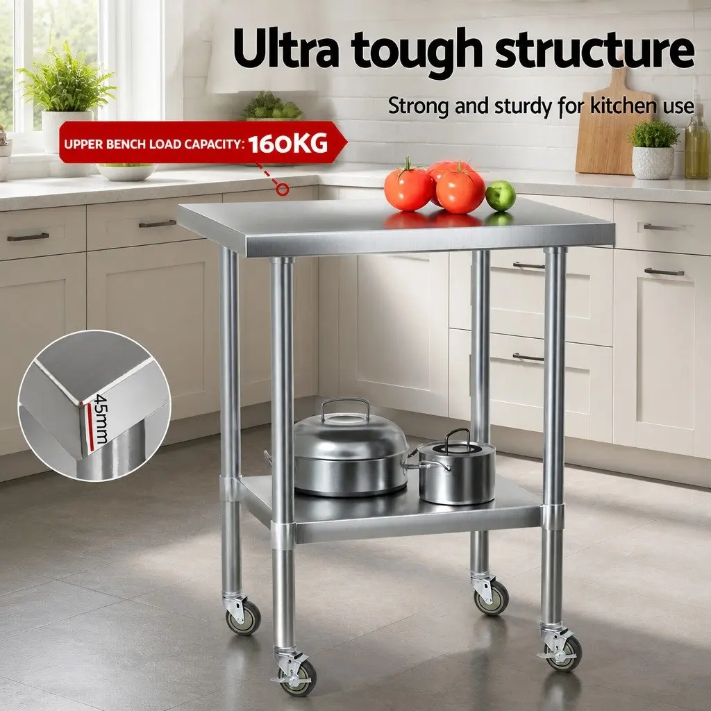 Stainless Steel Kitchen Work Bench Commercial Grade 760x610mm Food Preparation Table