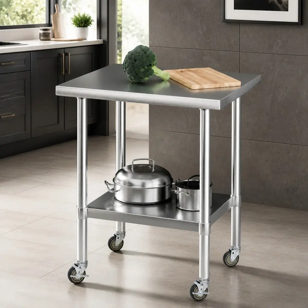 Stainless Steel Kitchen Work Bench Commercial Grade 760x610mm Food Preparation Table