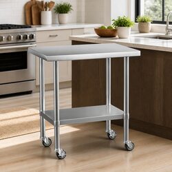 Adjustable Stainless Steel Kitchen Work Bench with Wheels