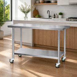 Inviting Stainless Steel Kitchen Bench with Wheels