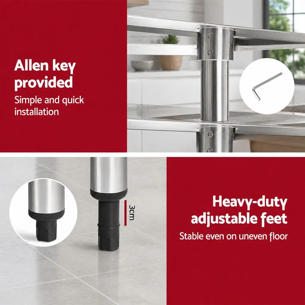 Mobile Stainless Steel Kitchen Work Table with Storage