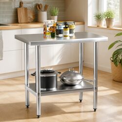 Stainless Steel Kitchen Prep Table 910x610mm Silver