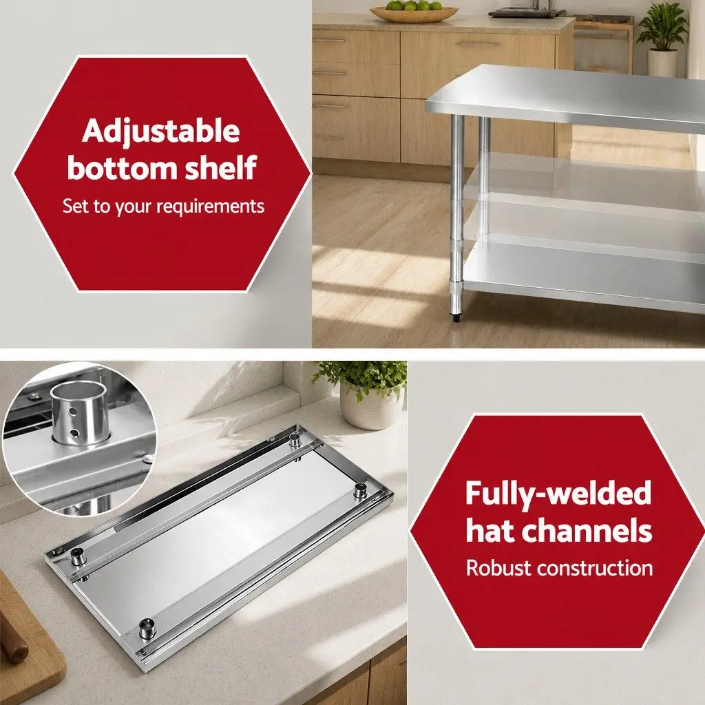 Stainless Steel Kitchen Prep Table Work Bench 1219x610mm