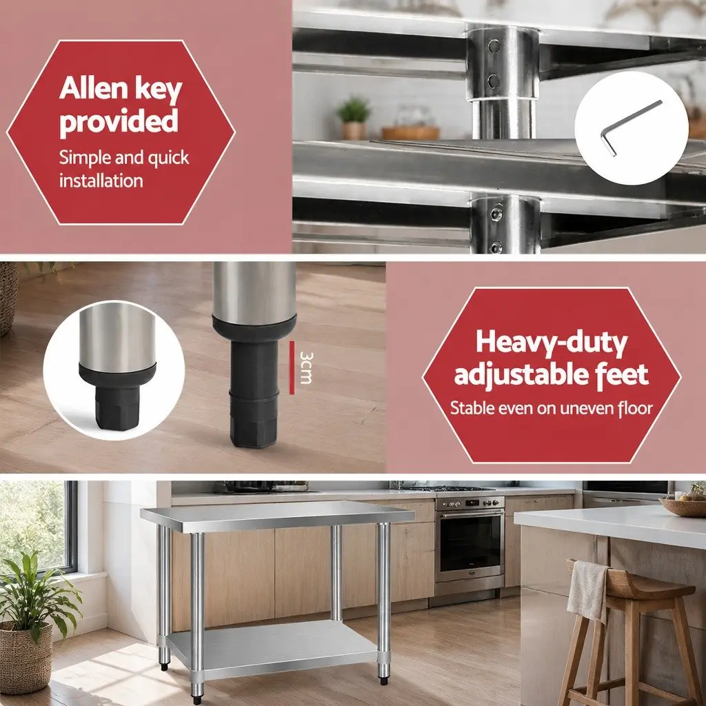 Stainless Steel Kitchen Prep Table Work Bench 1219x610mm