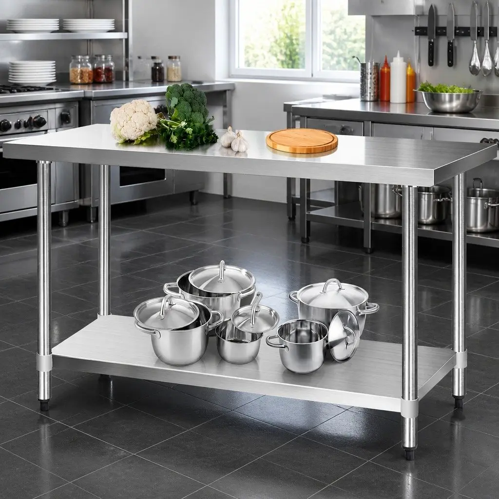 Stainless Steel Work Bench Kitchen Prep Table 1524x610mm Heavy Duty Commercial Home Food