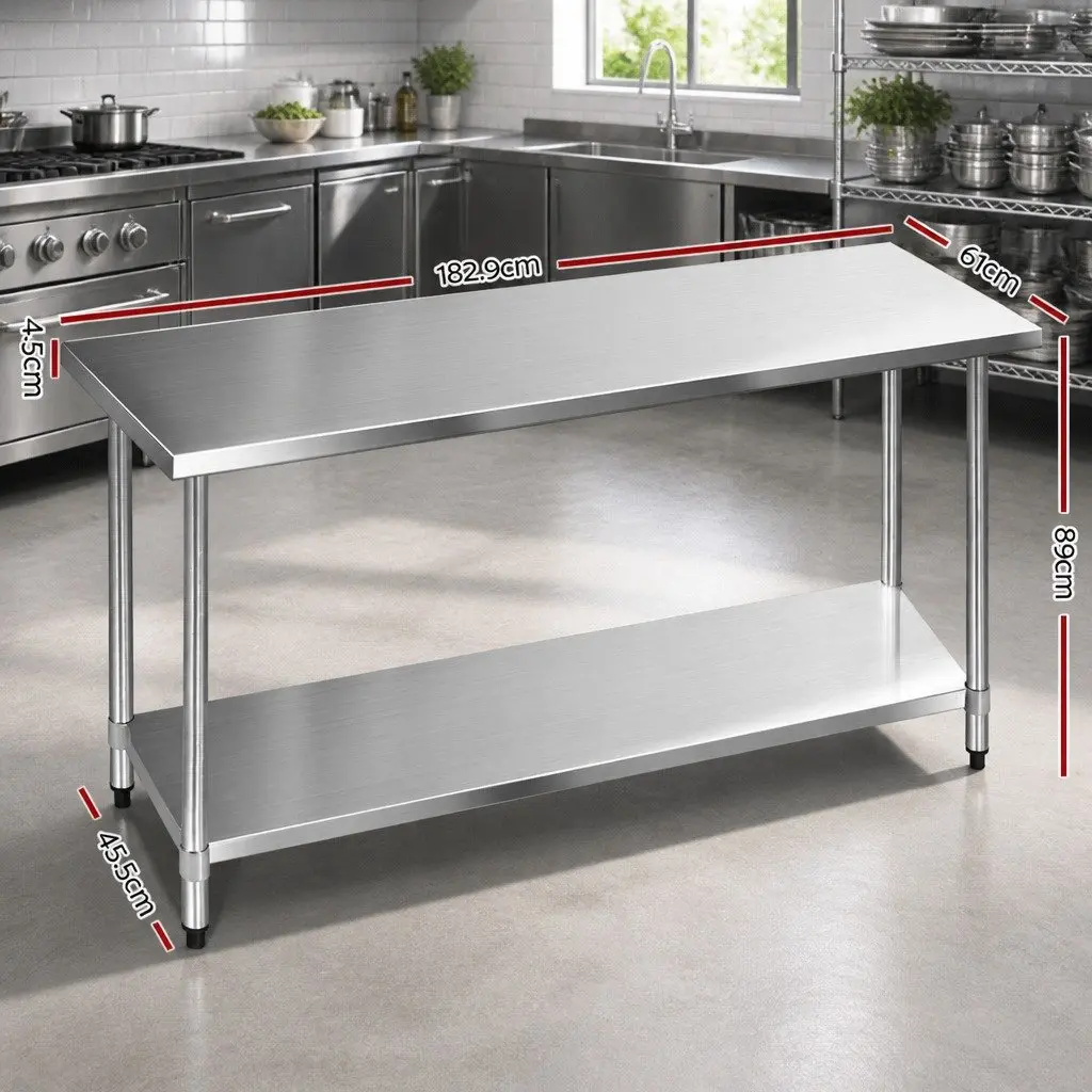 Stainless Steel Kitchen Work Bench 1829x610mm for Home Use