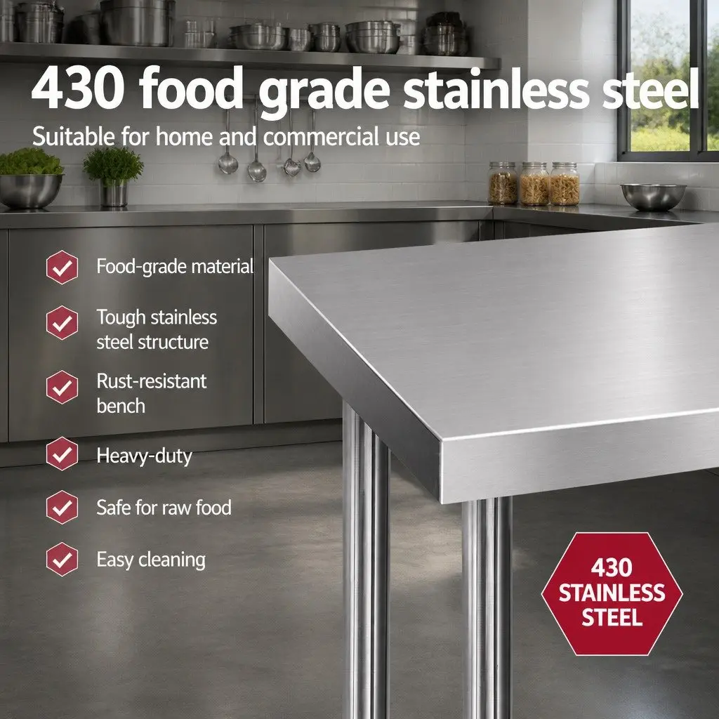 Stainless Steel Kitchen Work Bench 1829x610mm for Home Use
