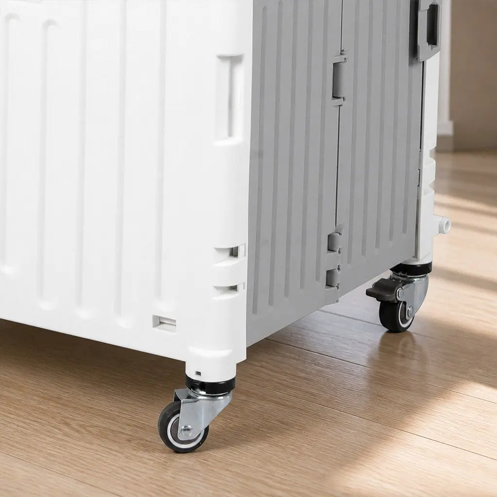 Folding Shopping Trolley Cart Collapsible Portable 65L PP Crate Aluminium Handle TPR Wheels