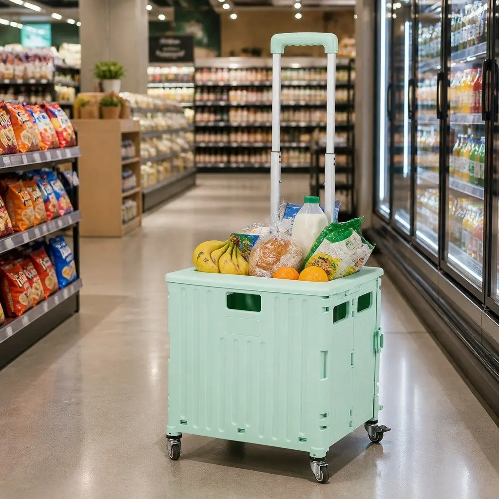 Portable Folding Grocery Trolley Cart with Wheels