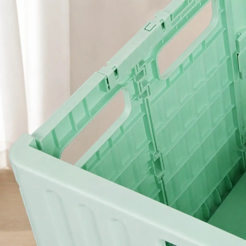 Folding Shopping Trolley Cart Collapsible Green 42cm x 36cm x 45cm PP Plastic