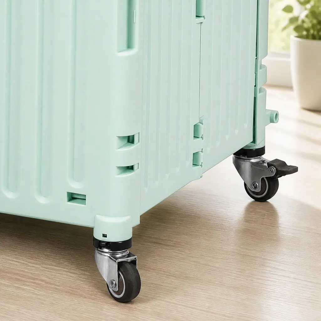 Folding Shopping Trolley Cart Collapsible Green 42cm x 36cm x 45cm PP Plastic
