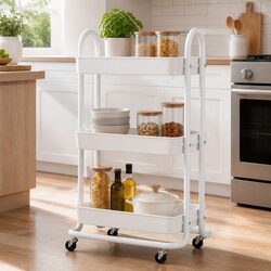 Charming Yellow 3-Tier Kitchen Storage Trolley