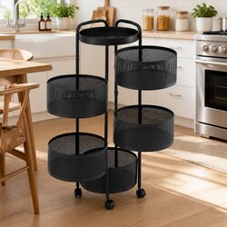 5-Tier Kitchen Cart with Rolling Utility Rack and Baskets
