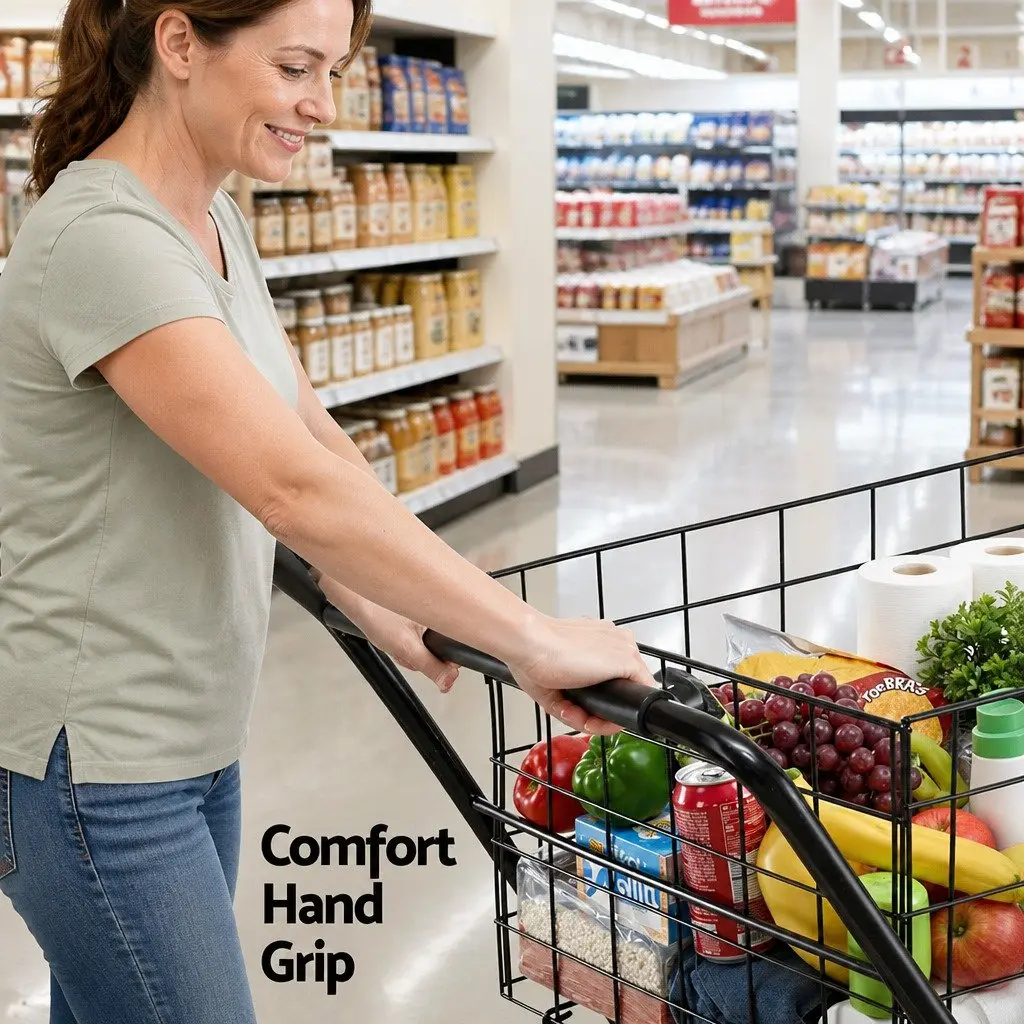 Foldable Shopping Trolley Cart Black Collapsible Metal and Steel 75cm x 95cm x 62.5cm