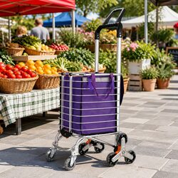 Purple Foldable Shopping Trolley with 35L Capacity