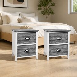 Vintage Grey Nightstand with 2 Drawers for Your Bedroom