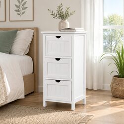White 3-Drawer Bedside Storage Cabinet for Your Bedroom