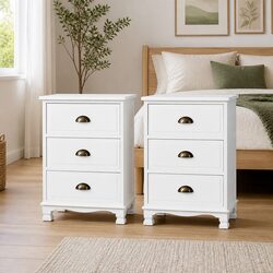 Durable White Bedside Table with Reliable Storage Solutions