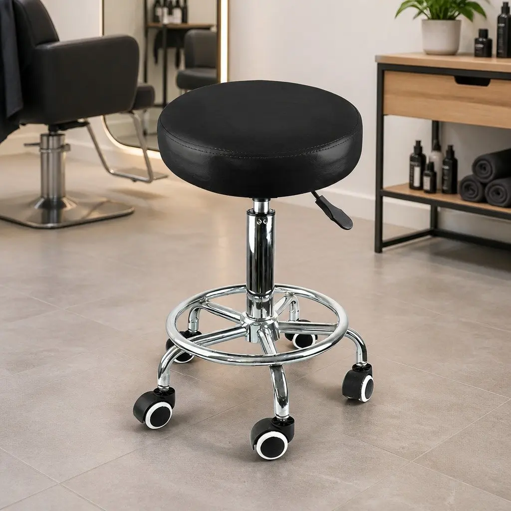 Bar Stools Swivel Height Adjustable PU Leather Chrome