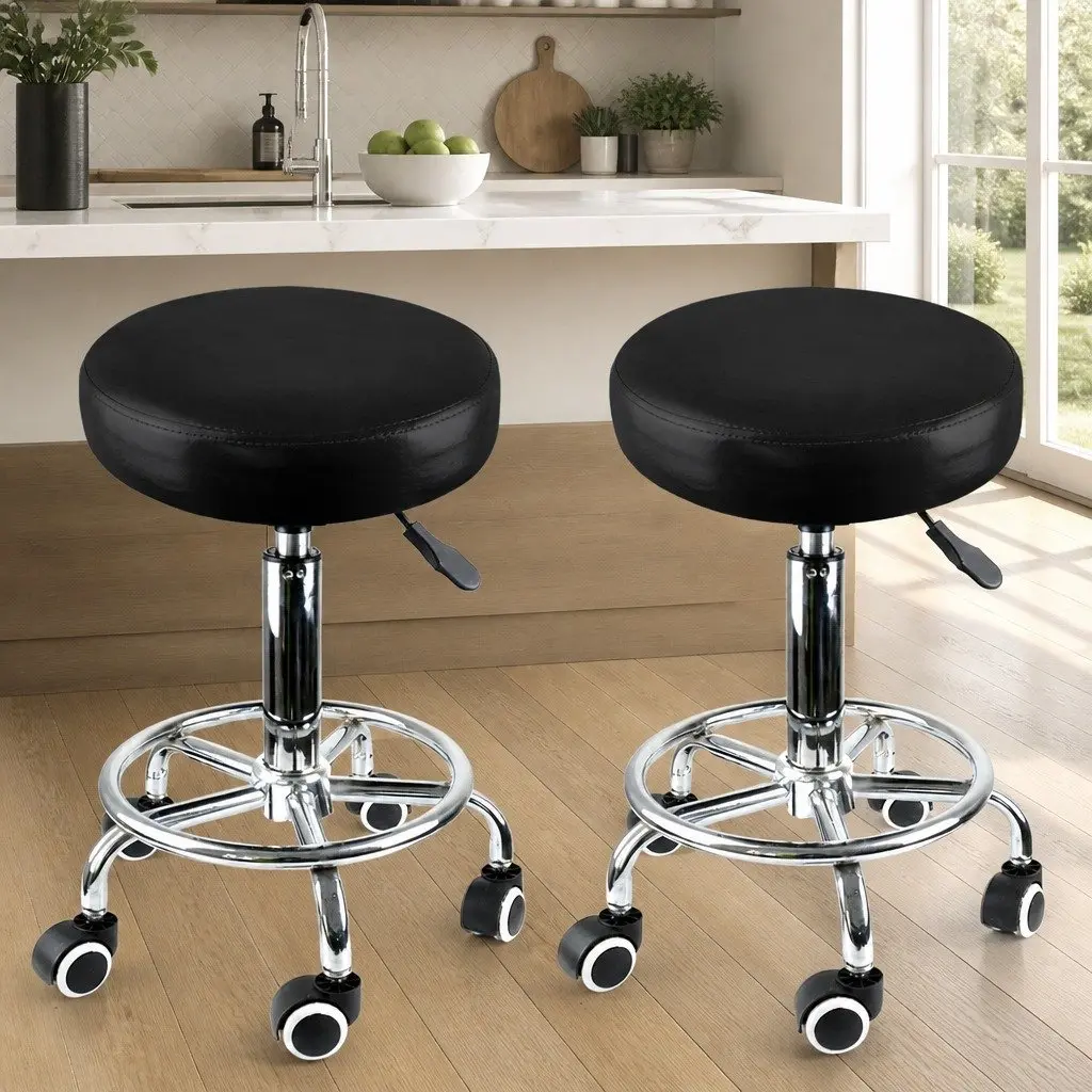 Bar Stools Swivel Height Adjustable PU Leather Chrome