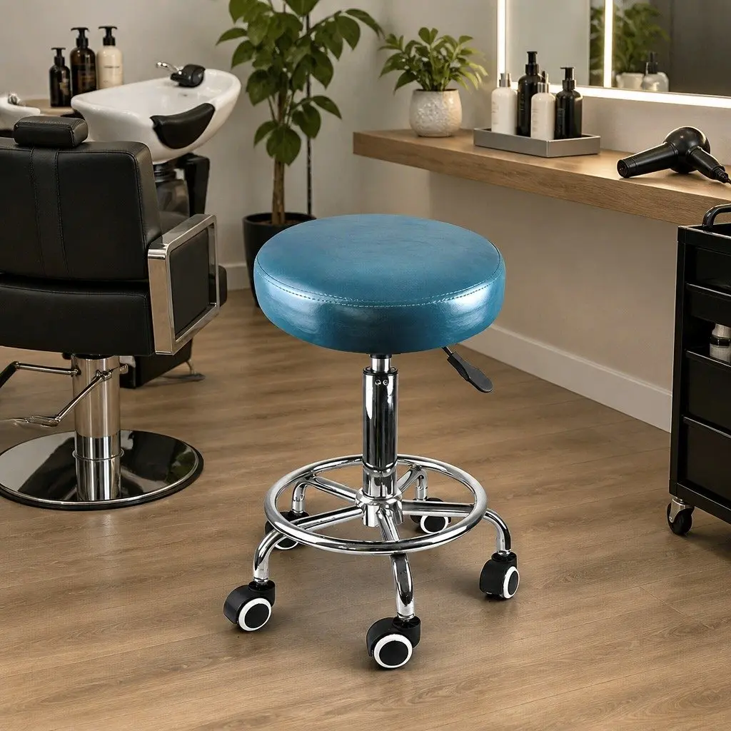4x Swivel Bar Stools Height Adjustable Salon Hairdressing Stool with Wheels