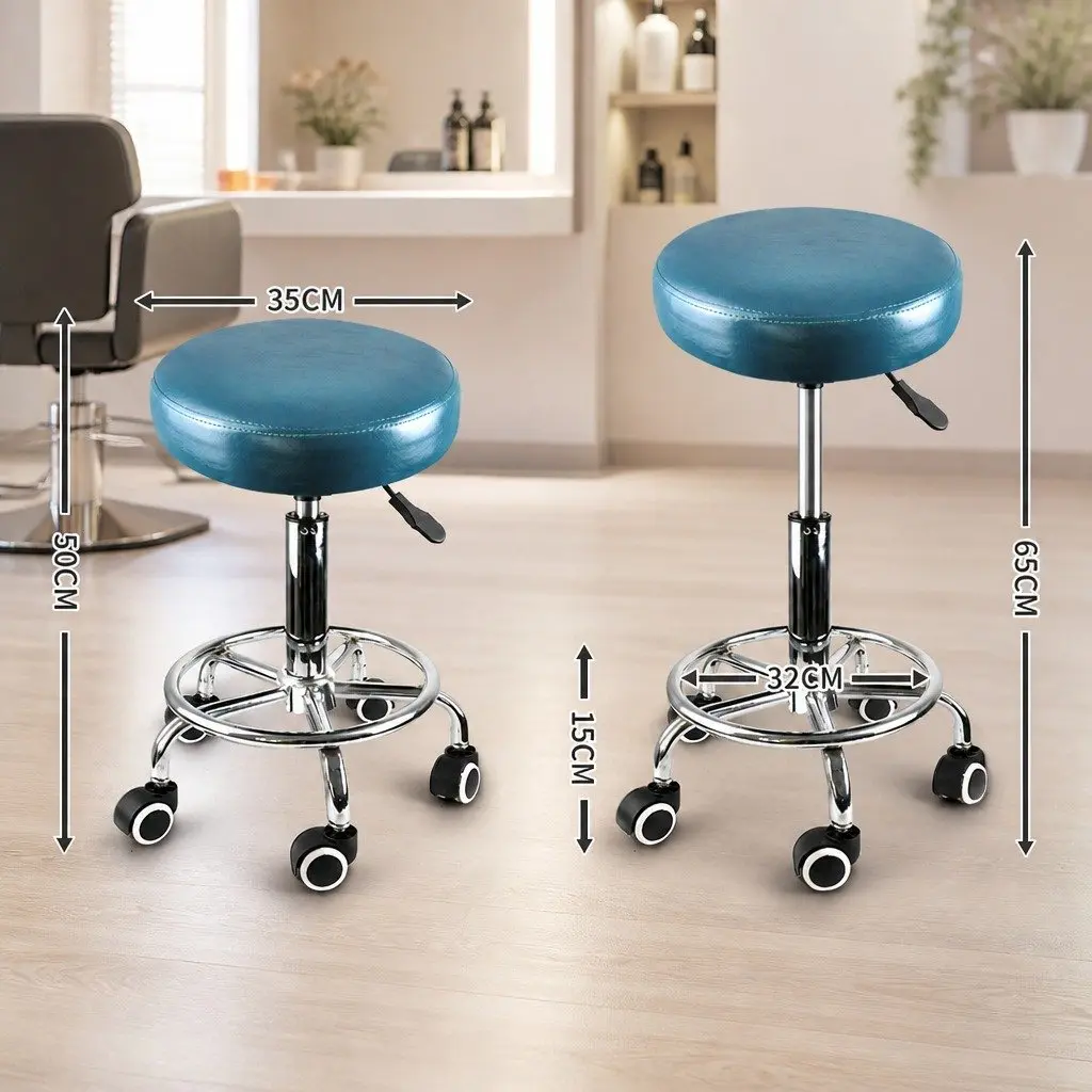 4x Swivel Bar Stools Height Adjustable Salon Hairdressing Stool with Wheels