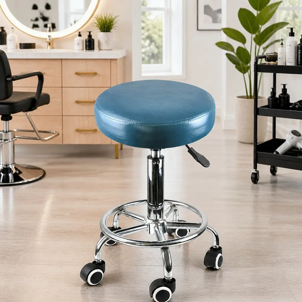 4x Swivel Bar Stools Height Adjustable Salon Hairdressing Stool with Wheels