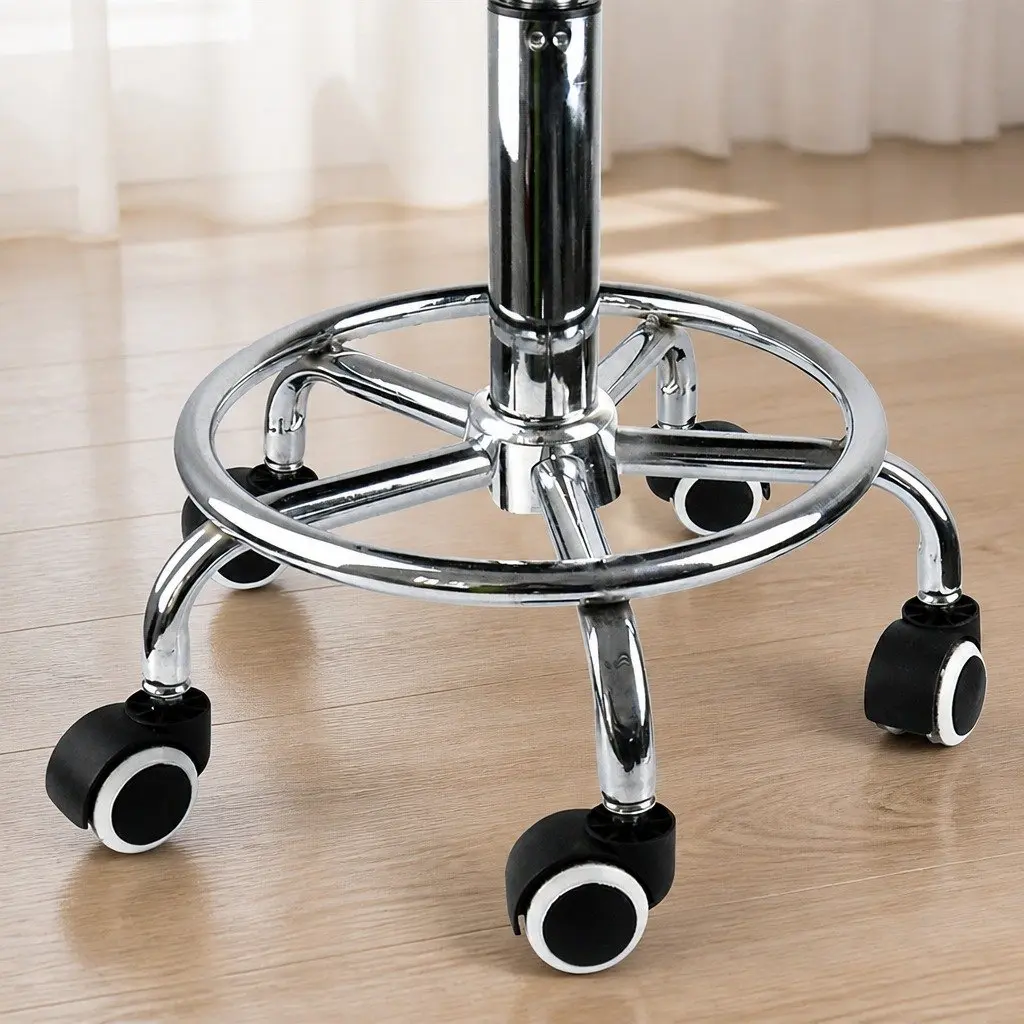 Salon Stool Swivel Bar Stool PU Leather High Density Foam Seat 35cm W 35cm D 50cm to 65cm Height Steel Frame