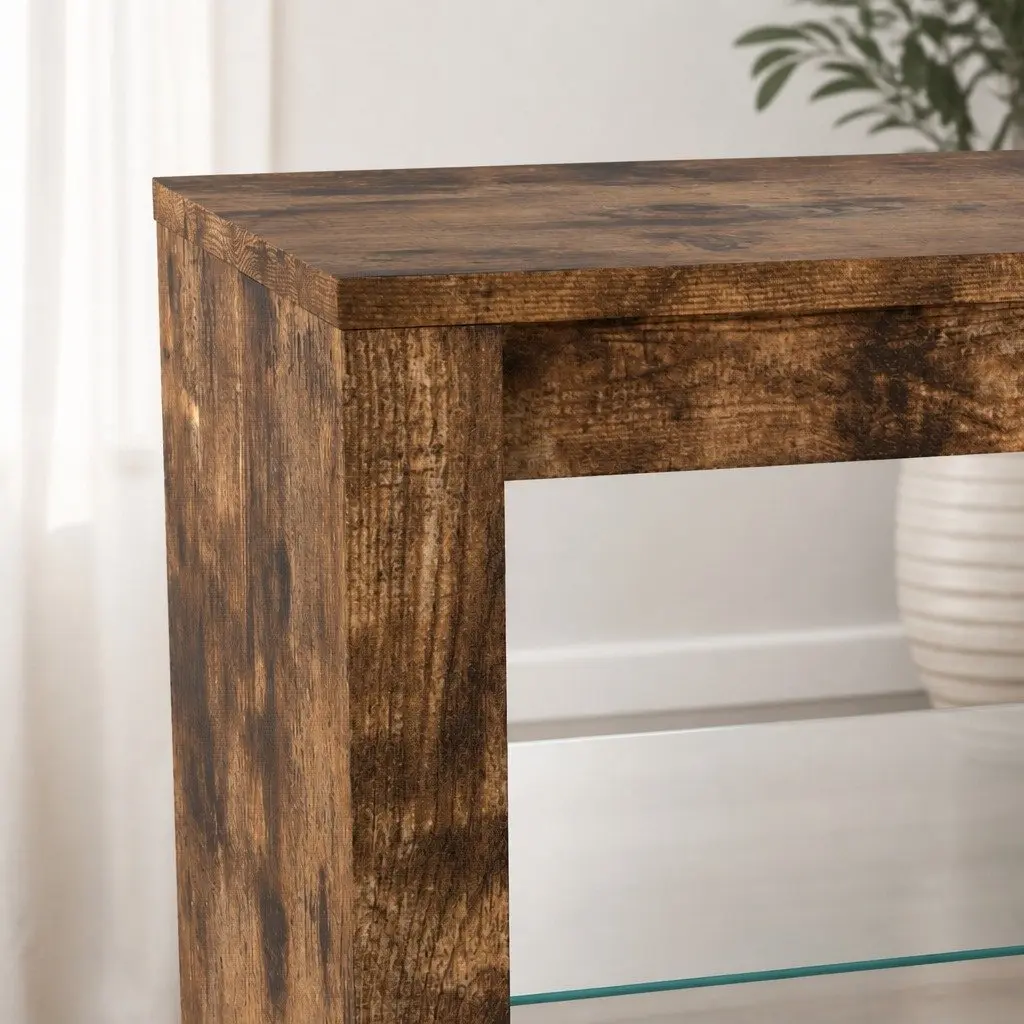 TV Stand Cabinet with Glass Display Shelves