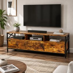 Industrial-Style TV Stand Cabinet with Drawers and Shelves