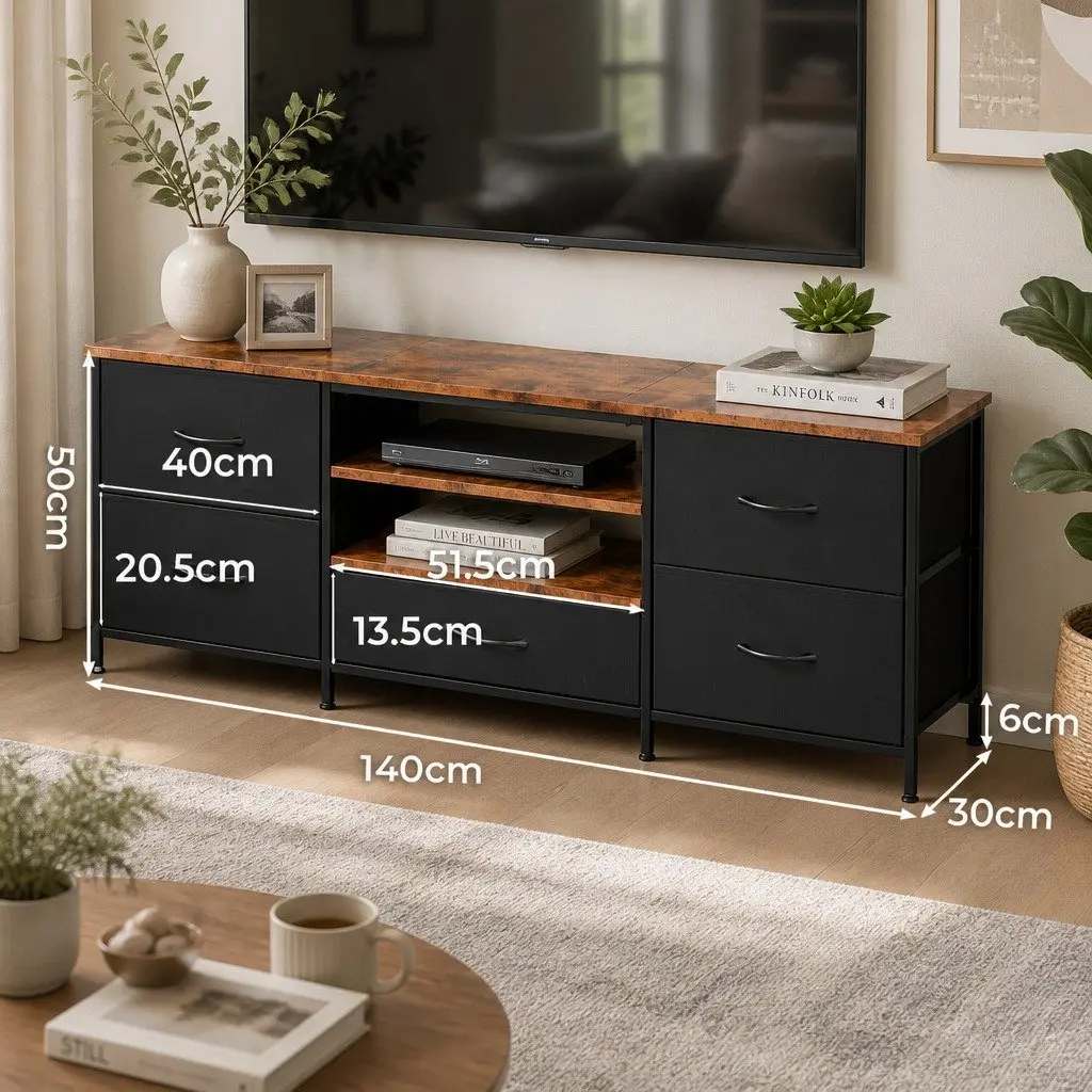 TV Stand Cabinet with 5 Drawers 140cm