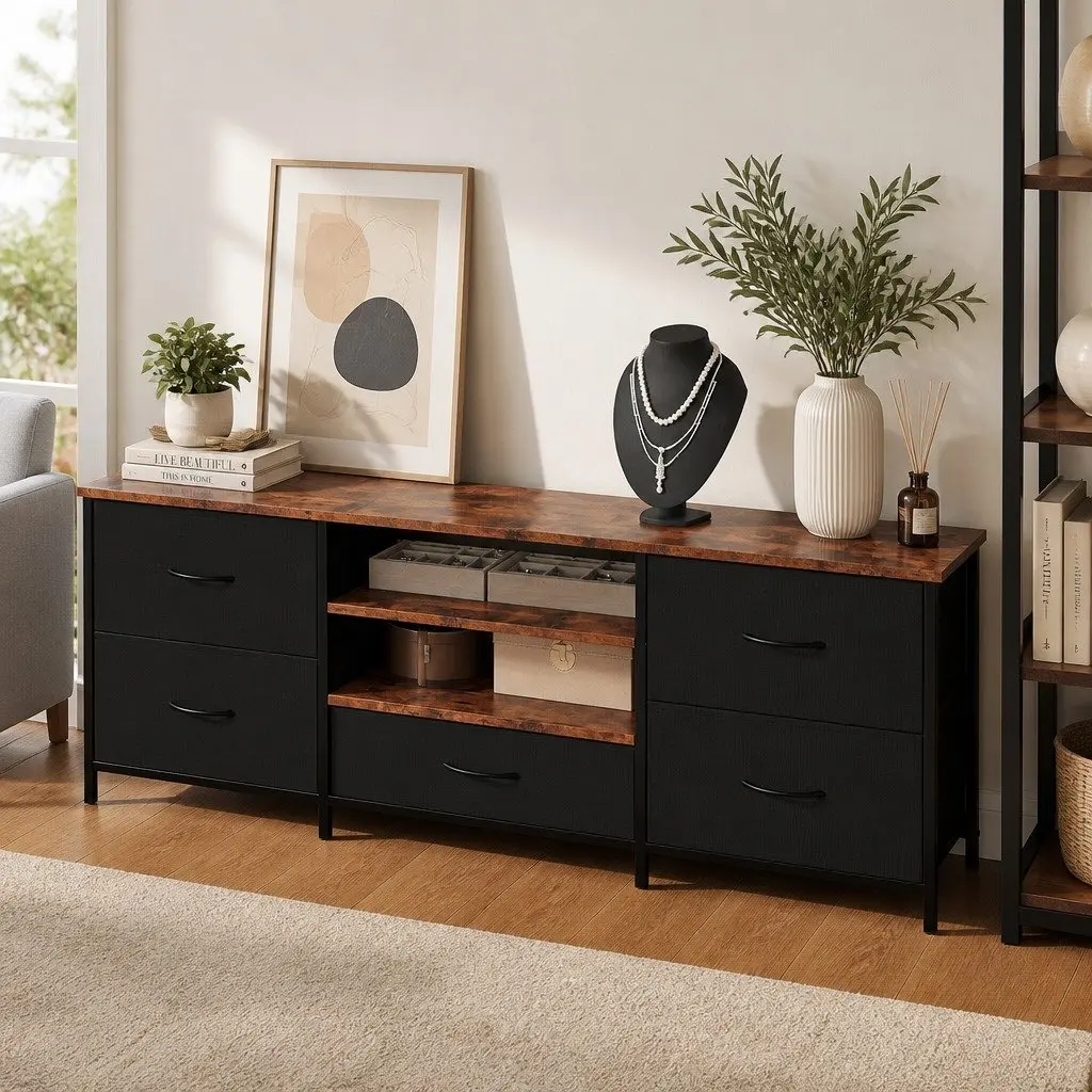 TV Stand Cabinet with 5 Drawers 140cm