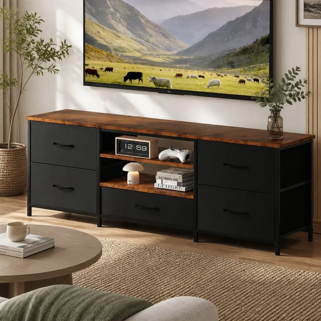 TV Stand Cabinet with 5 Drawers 140cm
