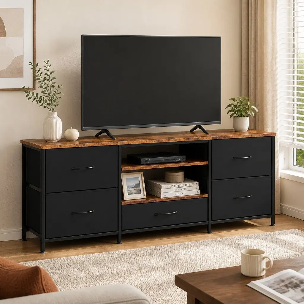 TV Stand Cabinet with 5 Drawers 140cm