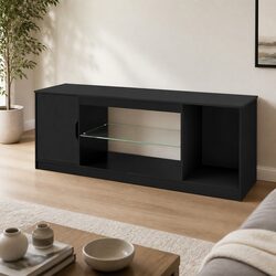 140cm Black LED TV Stand Storage Cabinet for Living Rooms