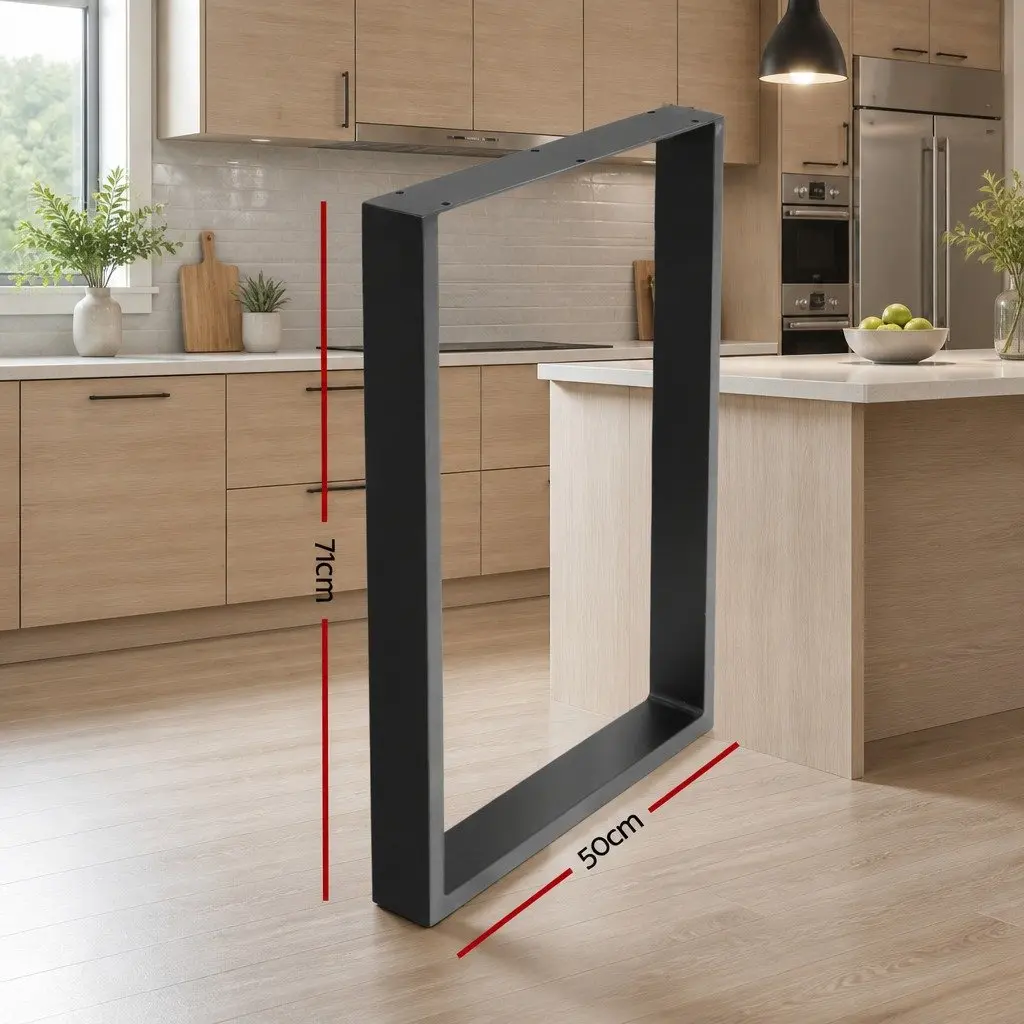 Metal Table Legs Industrial Box Frame Rectangular 71x50cm Iron Set of 2