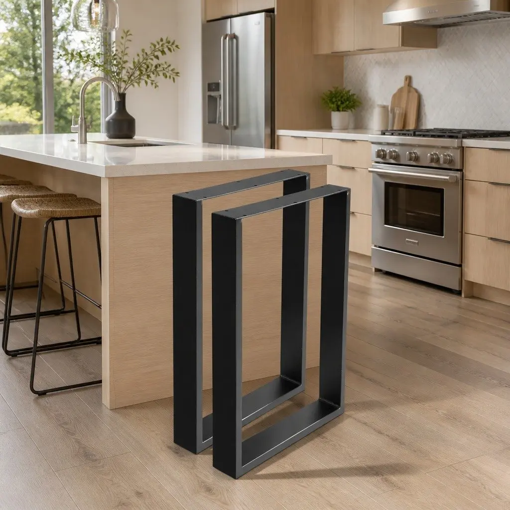 Metal Table Legs Industrial Box Frame Rectangular 71x50cm Iron Set of 2
