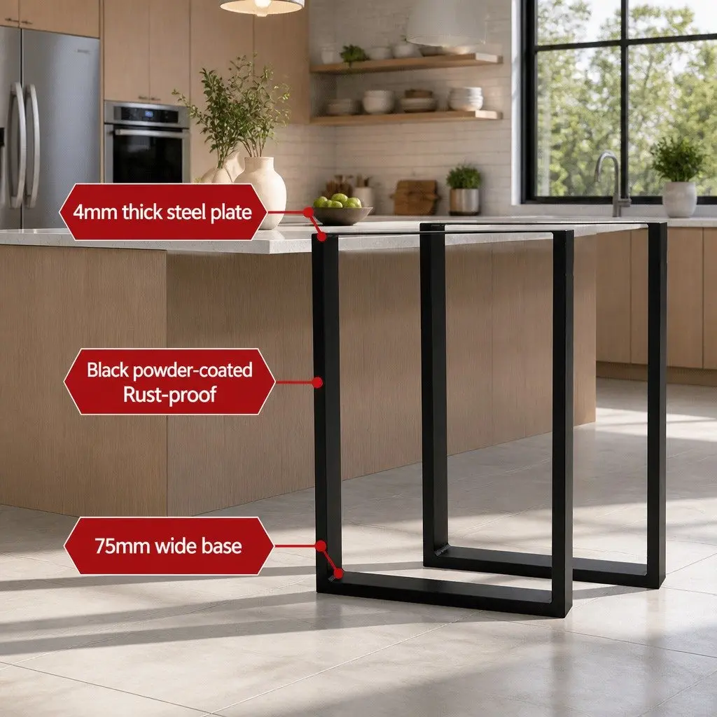 Metal Table Legs Industrial Box Frame Rectangular 71x50cm Iron Set of 2
