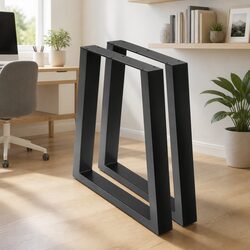 Set of 2 Black Trapezoid Metal Table Legs 71cm Height