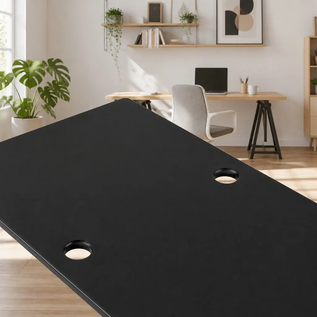 Metal Table Legs Trapezoid DIY Set of 2 Industrial Design Black 71cm Height